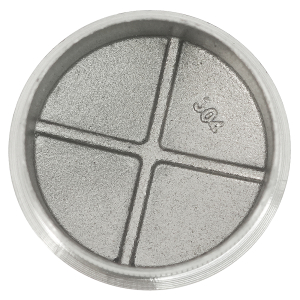 Unterseite der Abschlusskappe aus Edelstahl für 42,4 x 2,0 mm Rohre