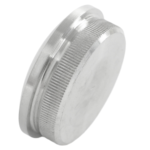 Gewölbte Edelstahl Endkappe 42,4 mm mit Rändelung