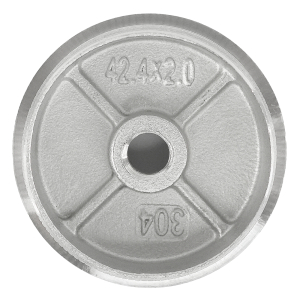 Unterseite der flachen Edelstahl Endkappe mit M8 und 42 mm Durchmesser