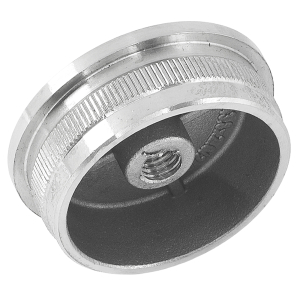 Flache Edelstahl Hohlkappe mit Gewinde M8 und für Rohre mit einem Durchmesser von 48,3 mm
