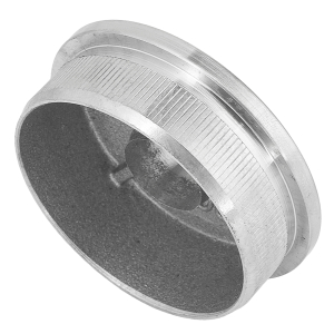 Seitenansicht der gewölbten Hohlkappe mit Durchgangsbohrung 12,1 mm - für 42,4 mm Rohre