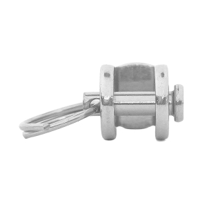 Rückseite des Gabelterminals mit Fokus auf den Ringsplit und den Bolzen