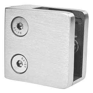Glashalter - Glasklemme Edelstahl mit Sicherungsplatte 45 x 45 mm flach