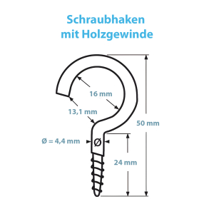 Hakenschraube mit Holzgewinde, V4A