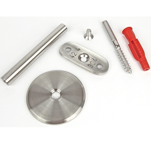 zerlegter Rohrhalter zur Erhöhung von Brüstungen mit runder Ronde für Handlaufrohr 42mm