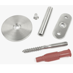 Einzelteile Handlaufhalter Brüstung mit Stift, runder Ronde und flacher Platte