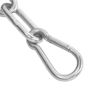 Montierter Karabinerhaken 8 x 80 mm an einer Edelstahlkette
