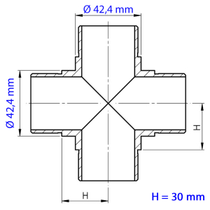 Datenblatt Edelstahl Kreuzverbinder Rundrohr 42 4 mm