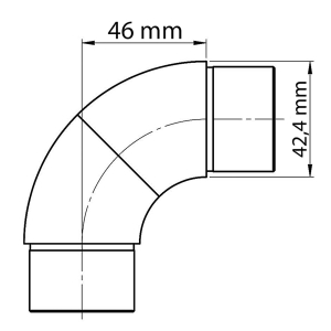 Bemassung Edelstahl Rohrbogen verdrehbar 42mm