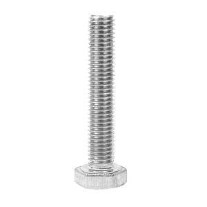 Stehende Perspektive der M10x55mm Sechskantschraube nach DIN 933 in Edelstahl A2