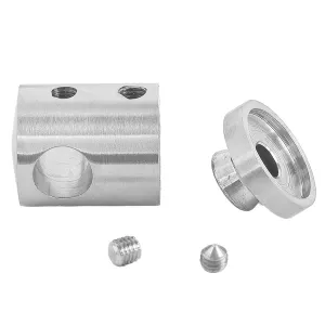 Einzelteile des flachen Edelstahl Traversenhalter mit 10,2 mm DG-Bohrung