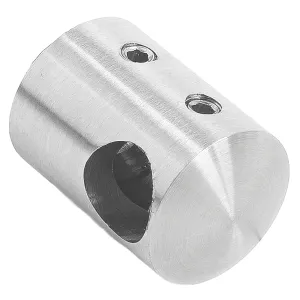 Traversenhalter Edelstahl mit Sackloch auf der linken Seite und flachem Ansatz
