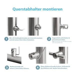 Montageanleitung um Querstabhalter an einem Geländerpfosten zu befestigen