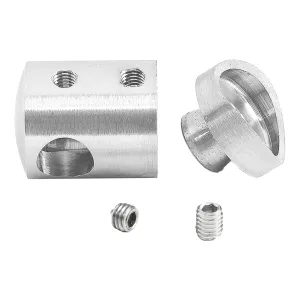 Einzelteile des Querstabhalter aus Edelstahl mit 10 mm DG Bohrung und Aufsatz für 42,4 mm Rohre