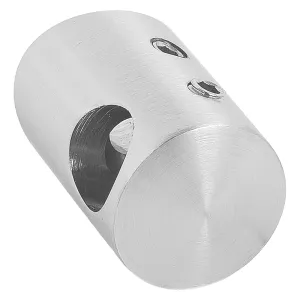 Edelstahl Querstabhalter für 42,4 mm Rohre und Sackloch links