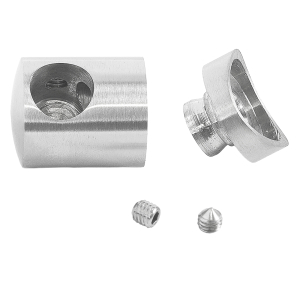 Einzelne Bestandteile des Traversenhalter für 12 mm Vollmaterial mit Sackloch