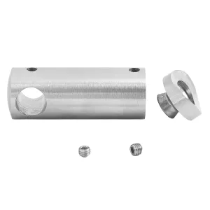 Einzelteile des langen Traversenhalter für 42,4 mm Rohre und 12 mm Durchgangsbohrung