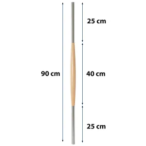 Maße zur geschwungenen Treppensprosse mit Holz und Edelstahl