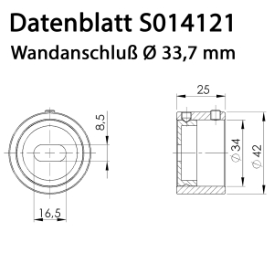 Datenblatt Wand Anschluss für Rohr 33,7 mm 
