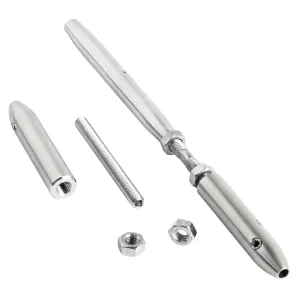 Halb auseinander gebauter Wantenspanner mit 2 Seilspannern