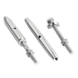 Halb zusammengebauter Seilspann Terminal mit Spannschraube und Seilspanner