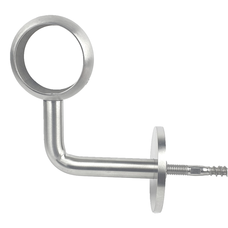 Handlaufträger Edelstahl – Mit Ring 42,4, M8 Stockschraube, 60x80 Mm, Geschliffene Oberfläche, V2A