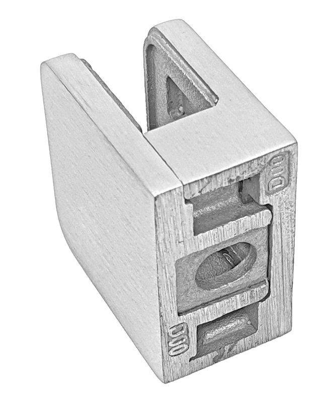 Sellon24® 4 Stück Glashalter Edelstahl V2A Glasklemme Eckig 30x30 MOD29 Glas 4-8mm 42,4/Flach (Mod 29 Rohr 42,4 Gummi 8mm