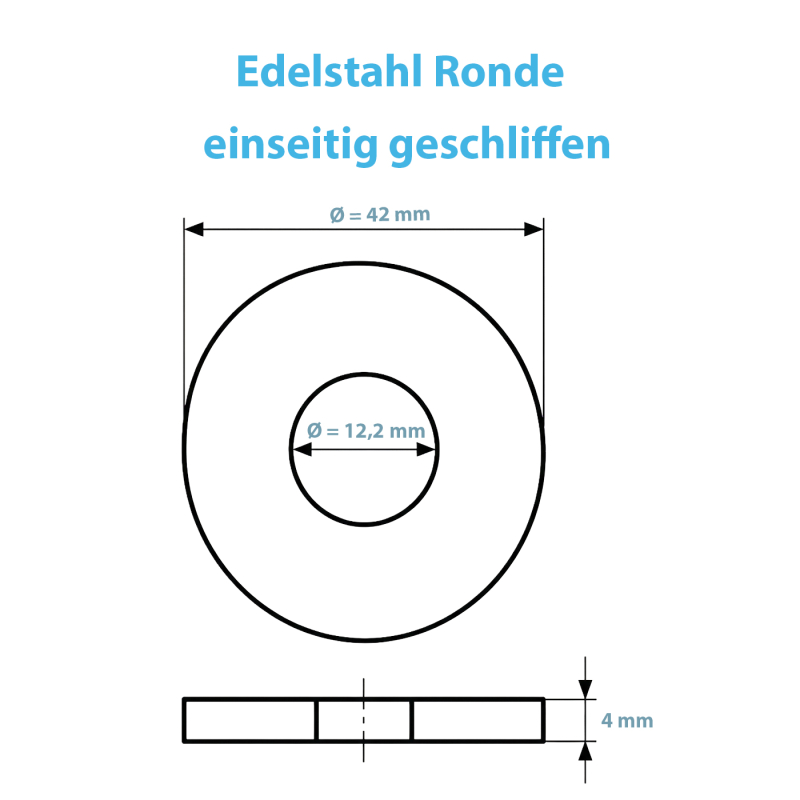 Plaque Ronde En Acier Inoxydable V2A - Avec Perçage Central Et 2 Perçages Latéraux - Neuf