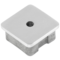 quadratische Edelstahl Abdeckkappe mit M8 Gewinde für 40 x 40 x 2,0 mm Vierkantrohr