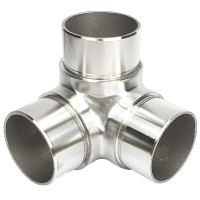Edelstahl Eckverbinder Fitting mit 3 Abgängen - 42,4 x 2,0 mm