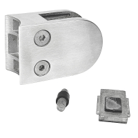 Glasklemmhalter Edelstahl mit Sicherungsplatte + Sicherungsstift für Rohr 42mm