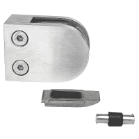 Glasklemmhalter Edelstahl mit Sicherungsplatte - flach