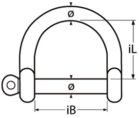 Masszeichnung Edelstahl Schäkel mit weiter Form