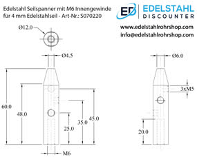 Seilspanner 4 mm Mass-Skizze