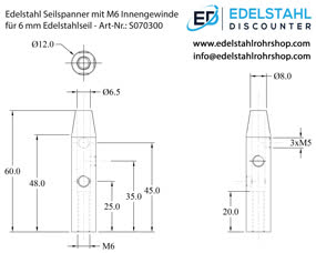 Seilspanner 6 mm Mass-Skizze