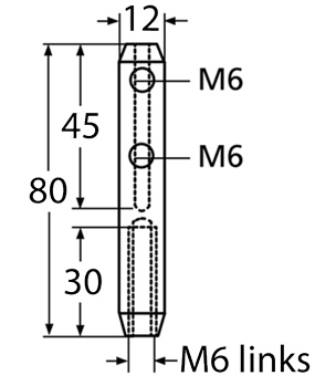 Seilspanner Linksgewinde mit Bemassung