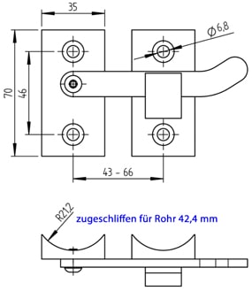 Torriegel für Rohr 42,4 mm