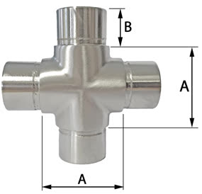 V2A Kreuzverbinder Fitting mit Bemassung